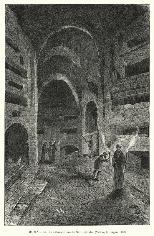 Catacumbas de São Calisto, Roma, Itália (Litho) de European School