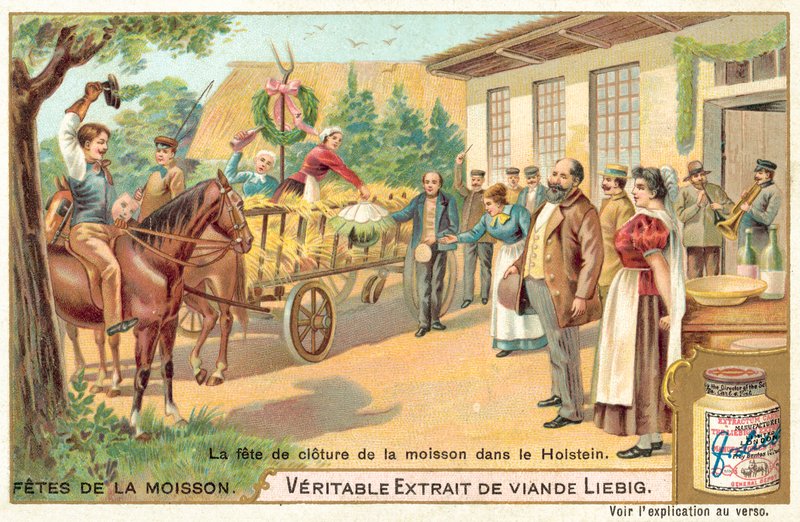 Celebrando o fim da colheita em Holstein, Alemanha (chromolitho) de European School