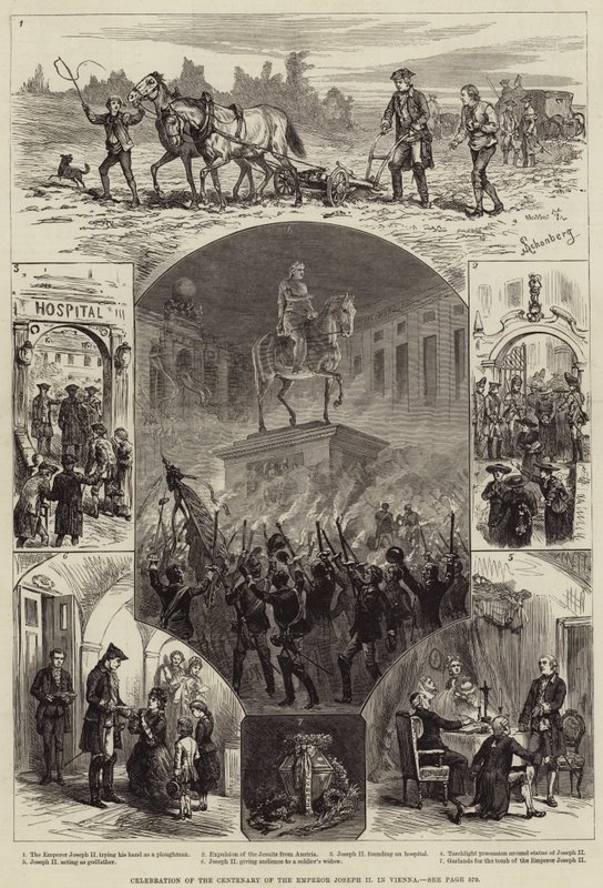 Celebração do Centenário do Imperador José II em Viena (gravura) de European School