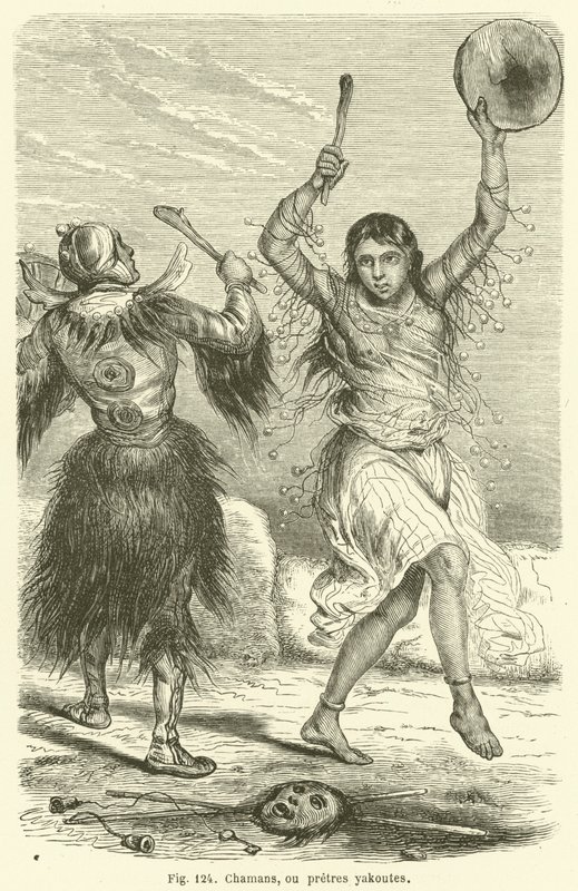 Shamans, ou padres yakut (gravura) de European School