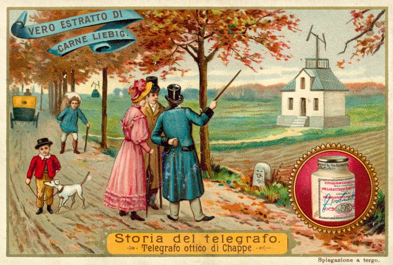 Telégrafo óptico do Chappe (chromolitho) de European School