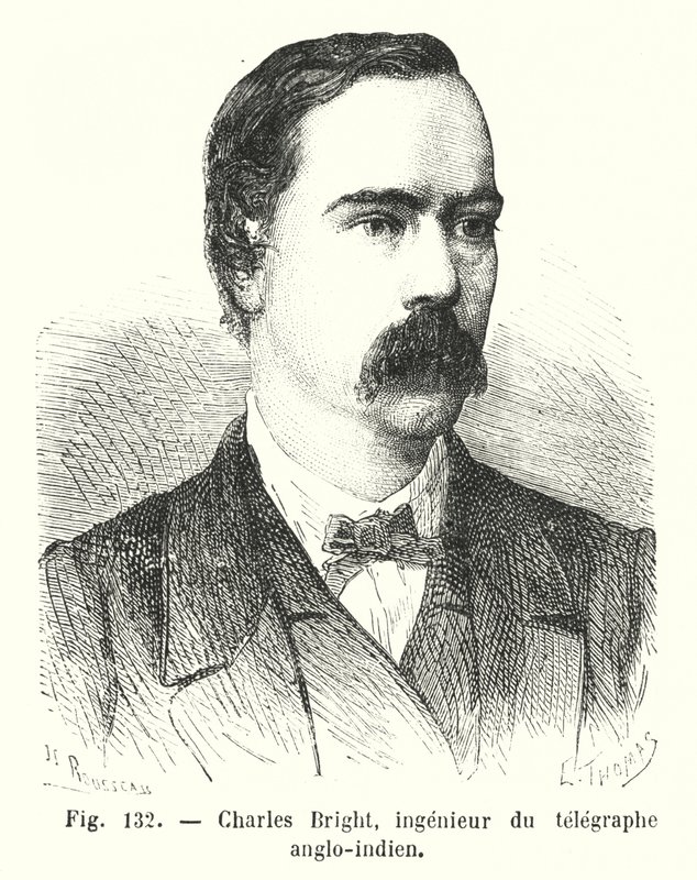 Charles Bright, engenheiro do telégrafo anglo-indiano (gravura) de European School