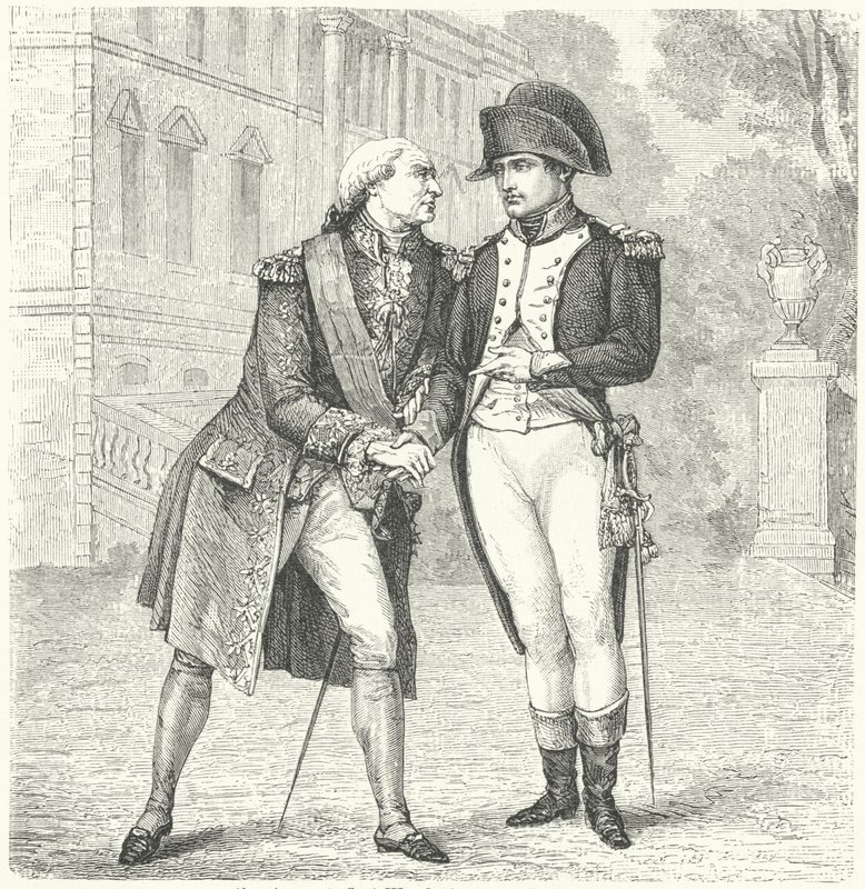 Carlos IV de Espanha com Napoleão (gravura) de European School