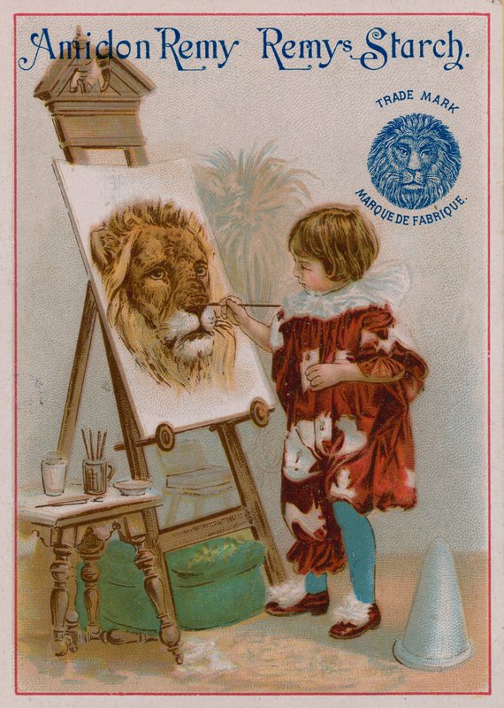 Criança, quadro, a, cabeça, de, um, leão de European School