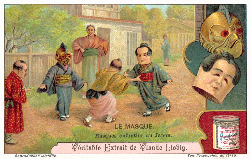 Máscaras para crianças no Japão (chromolitho) de European School