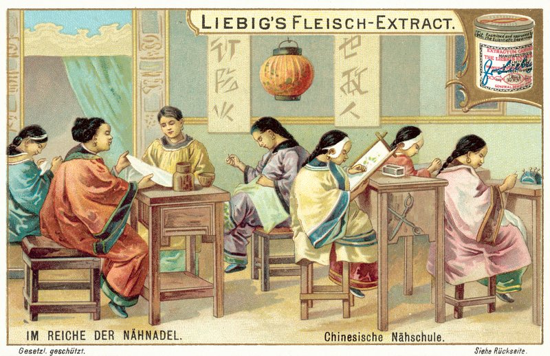 Escola chinesa de bordados (chromolitho) de European School