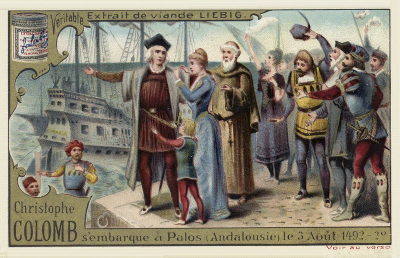 Cristóvão Colombo embarca em sua viagem ao Novo Mundo, Palos, Espanha, 3 de agosto de 1492 de European School