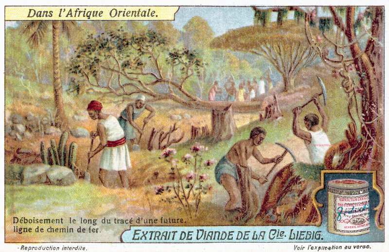 Limpar o traçado de uma linha ferroviária (chromolitho) de European School