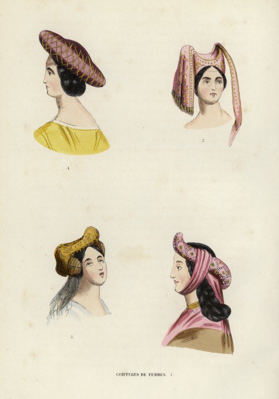 Coiffures De Femmes (gravura colorida) de European School