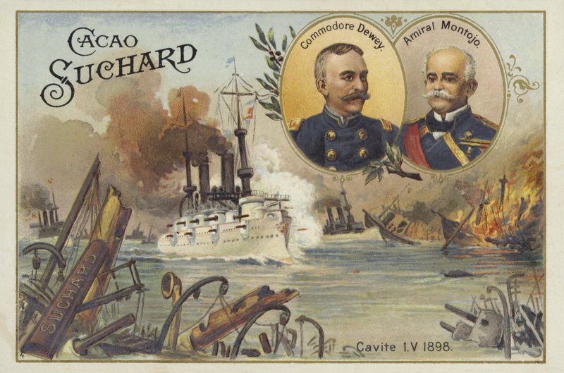 Comodoro George Dewey e Almirante Patricio Montojo, Batalha da Baía de Manila, Guerra Hispano-Americana, 1 de maio de 1898 de European School