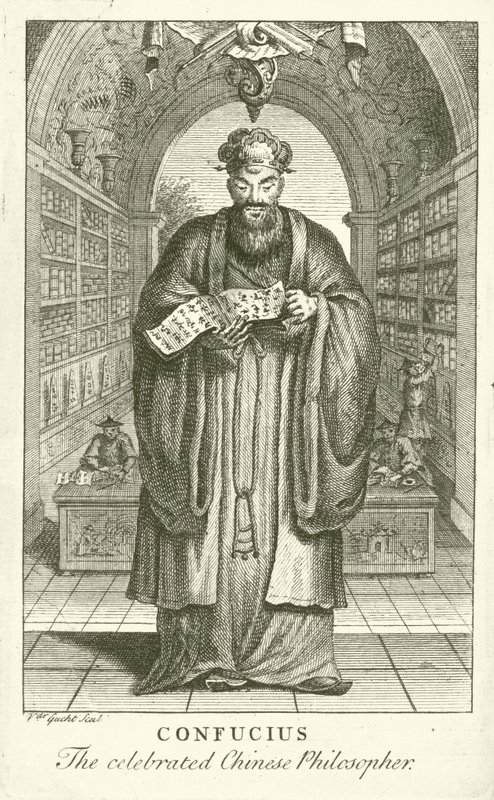Confúcio, o célebre filósofo chinês (gravura) de European School