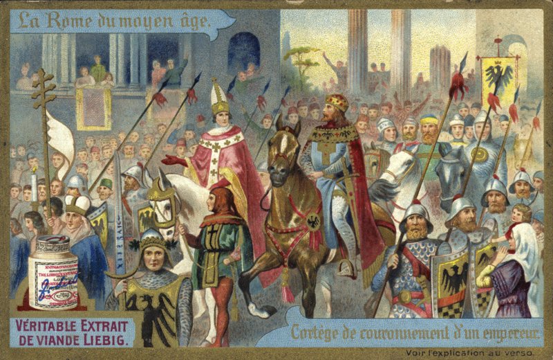 Procissão de coroação de um imperador, Roma, idade média de European School