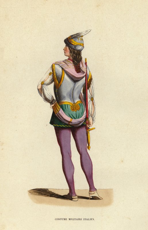 Costume Militaire Italien (gravura colorida) de European School
