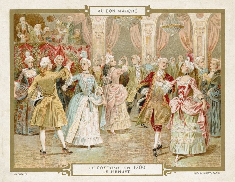Traje em 1700: dançando o minueto de European School