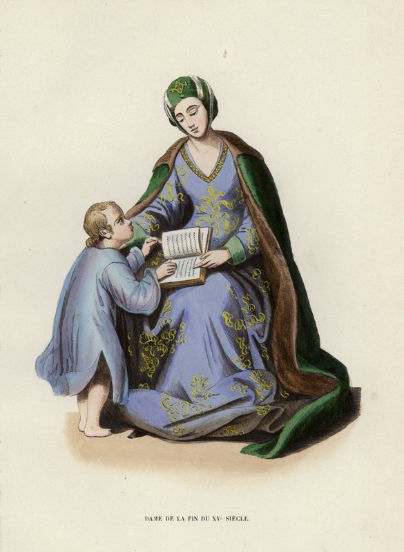 Dame De La Fin Du XVe Siecle (gravura a cores) de European School