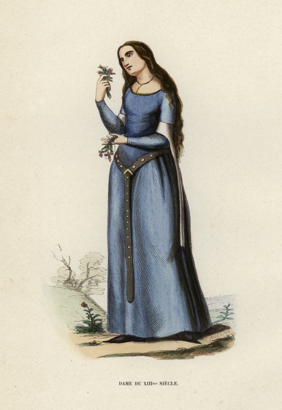 Dame Du XIIIme Siecle (gravura a cores) de European School