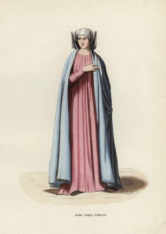Dame Noble Romaine (gravura colorida) de European School