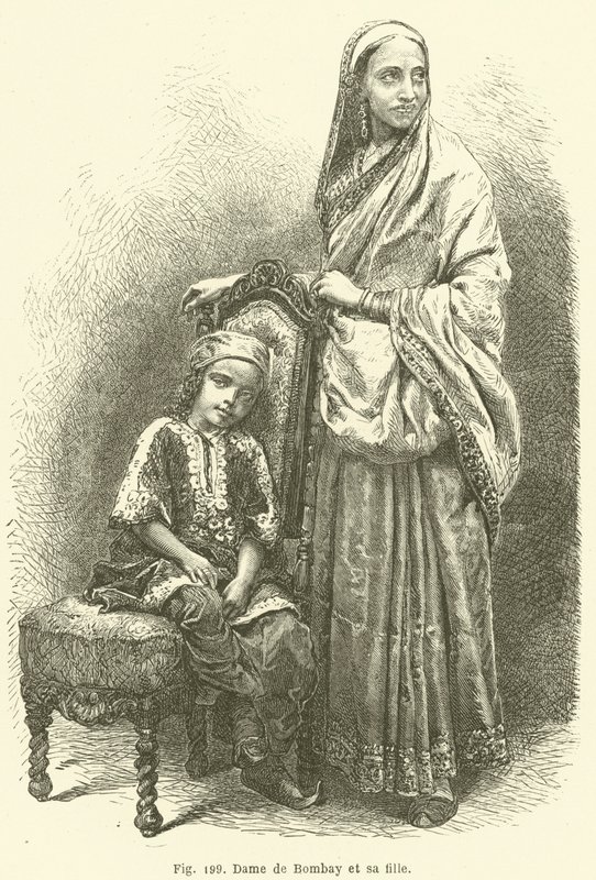 Dama de Bombaim e sua filha (gravura) de European School
