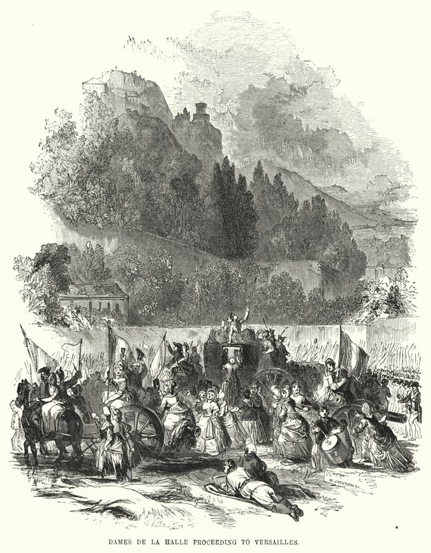 Dames de la Halle prosseguindo para Versailles (gravura) de European School
