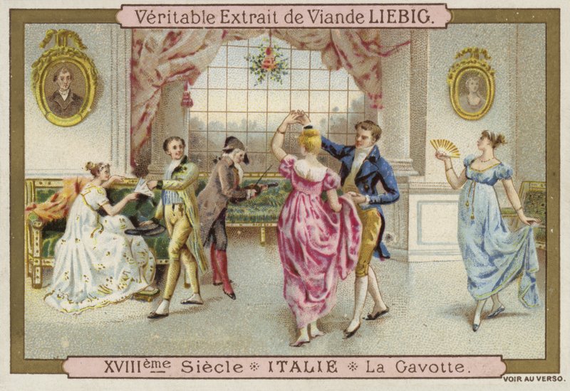 Dançando o Gavotte, Itália, do século XVIII de European School