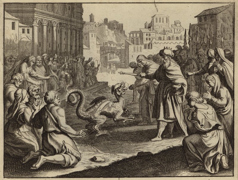 Daniel a destruir o ídolo de Bel e o dragão (gravura) de European School