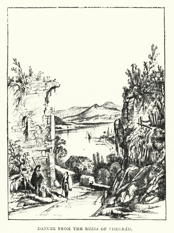 Danúbio das Ruínas de Visegrad (gravura) de European School