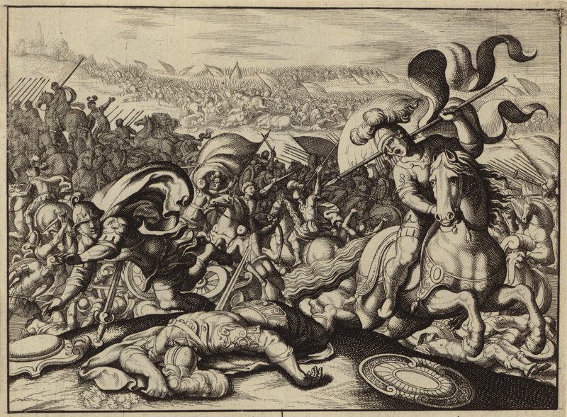 Derrota dos israelitas pelos filisteus e a morte de Saul (gravura) de European School