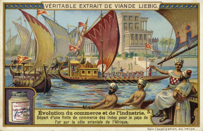 Depatura de uma frota comercial da Índia para a terra do ouro na costa leste da África de European School