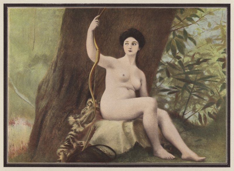 Diana, a caçadora da mitologia romana (cor litho) de European School