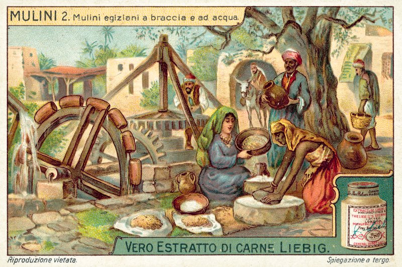 Moinhos egípcios movidos a água e a mão (chromolitho) de European School