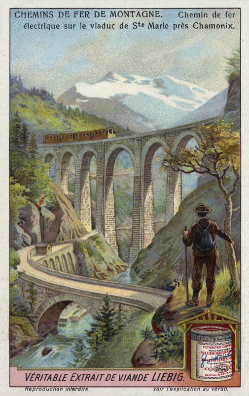 Ferroviária elétrica no Viaduc Ste Marie, perto de Chamonix, França de European School