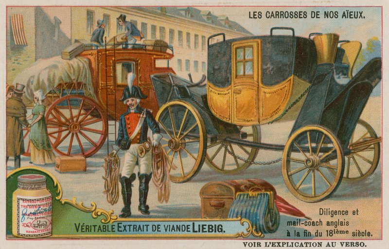 Stagecoach Inglês e Post do século 18 de European School