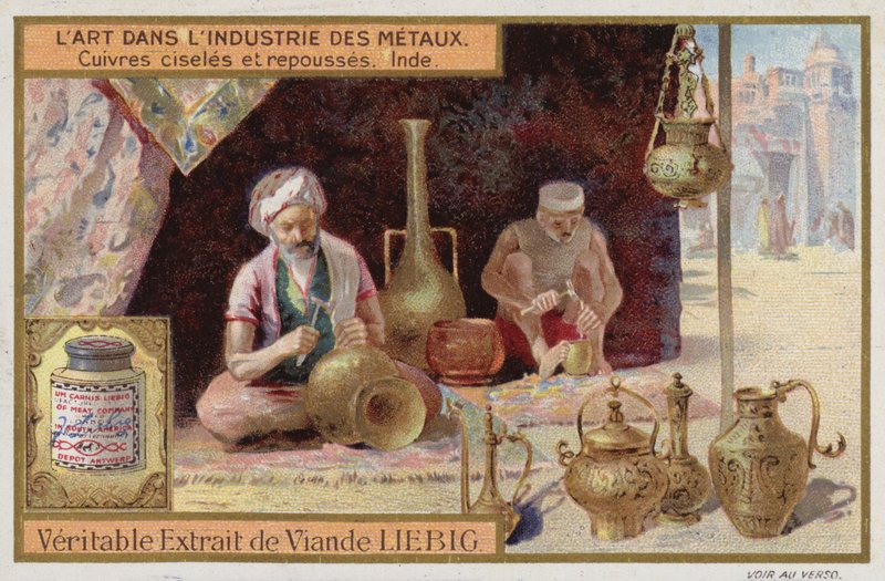 Cobre gravado e fumegado, Índia (chromolitho) de European School