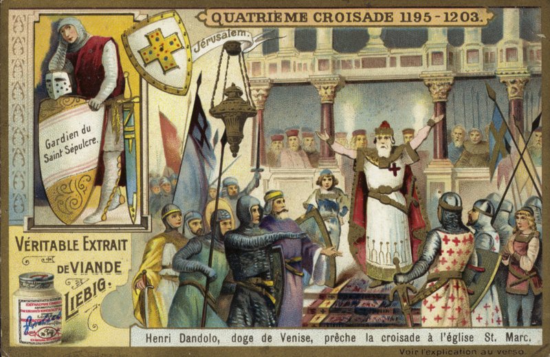 Enrico Dandolo, Doge de Veneza, pregando a Quarta Cruzada na Basílica de São Marcos, Veneza de European School