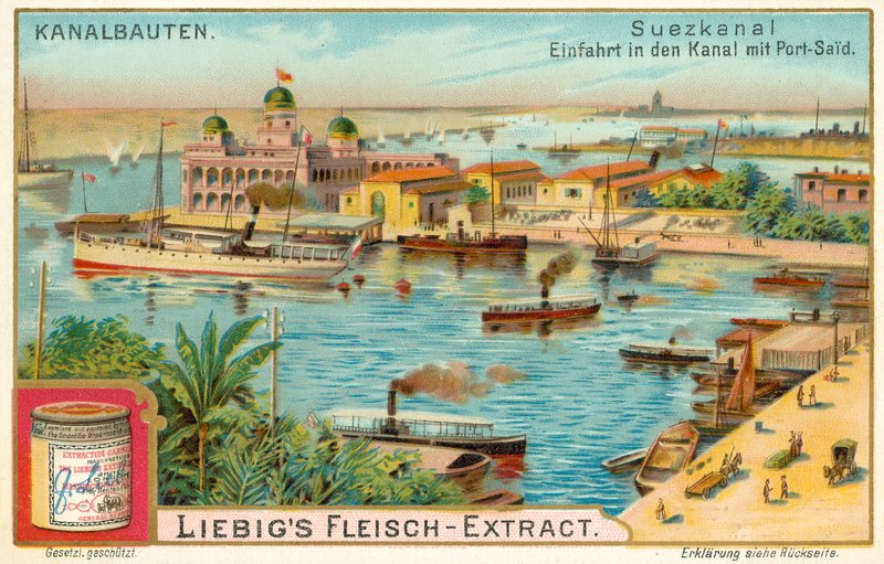 Entrada do Canal de Suez, Porto Said, Egipto (chromolitho) de European School