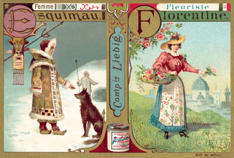 Mulher esquimó e florista florentina (chromolitho) de European School