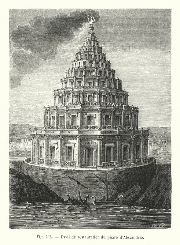 Restauração do farol de Alexandria (gravura) de European School