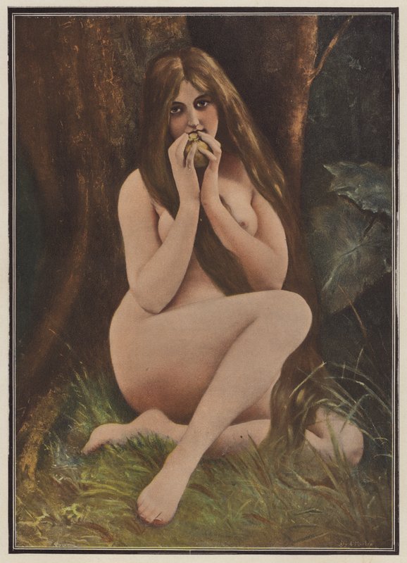 Eve, no Jardim do Éden (cor litho) de European School
