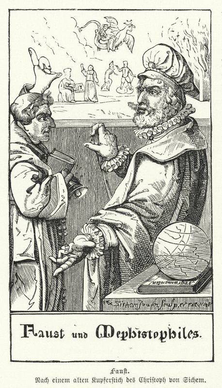Fausto e Mefistófeles (gravura) de European School