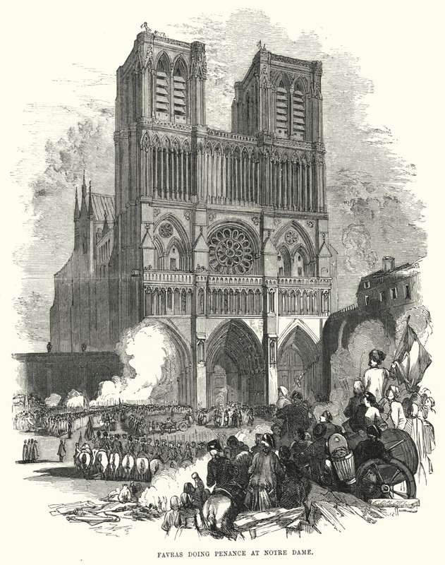 Favras fazendo penitência em Notre Dame (gravura) de European School