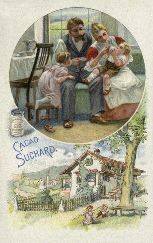 Alimentando uma criança pequena Suchard cacau de European School