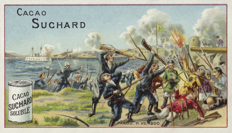 Lutando em Taku, China, Boxer Rebellion, 1900 de European School