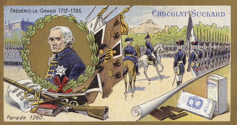 Frederico, o Grande da Prússia, inspecionando um desfile, 1760 de European School