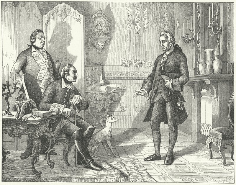 Frederico, o Grande da Prússia, com o poeta Christian Furchtegott Gellert de European School