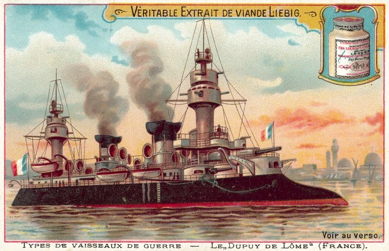 Cruzador francês blindado Dupuy de Lome (chromolitho) de European School