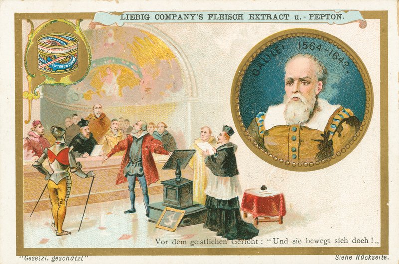 Galileu, cartão Liebig, início do século XX (cromo) de European School