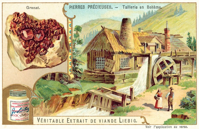 Trabalhos de corte de gemas na Boémia (chromolitho) de European School