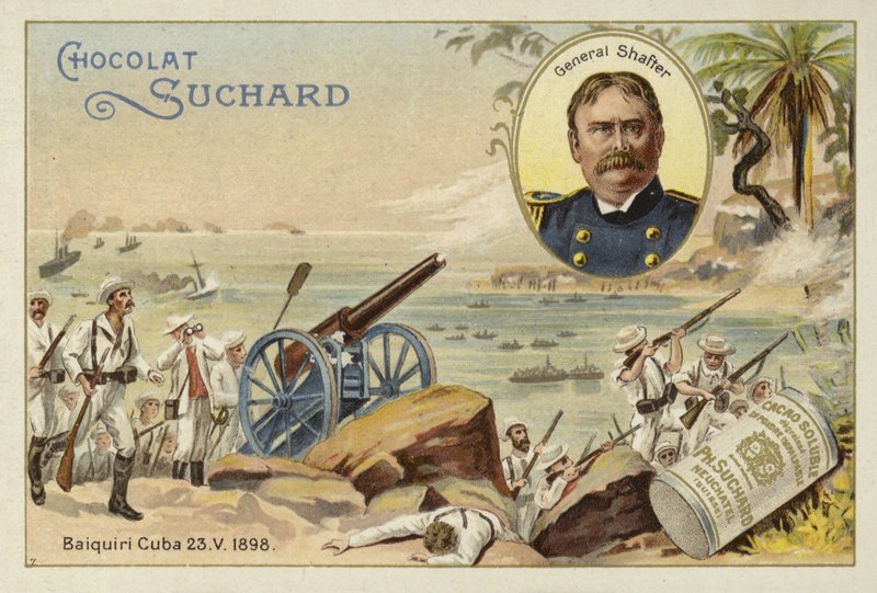 General William Shafter e tropas americanas desembarcam no Daiquiri, Cuba, Guerra Hispano-Americana, 23 de maio de 1898 de European School