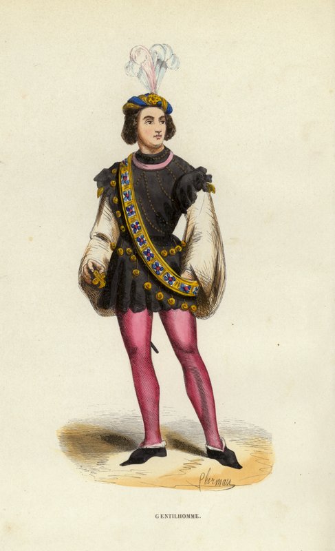 Gentilhomme (gravura colorida) de European School