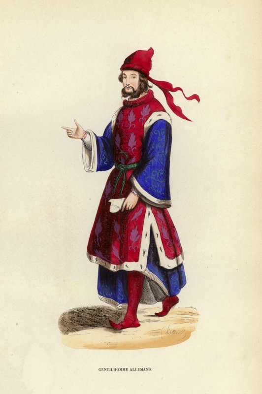 Gentilhomme Allemand (gravura colorida) de European School